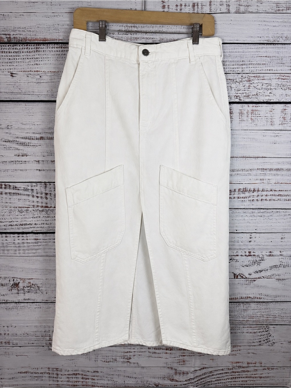 Zara White Utility Cargo Midi Skirt L